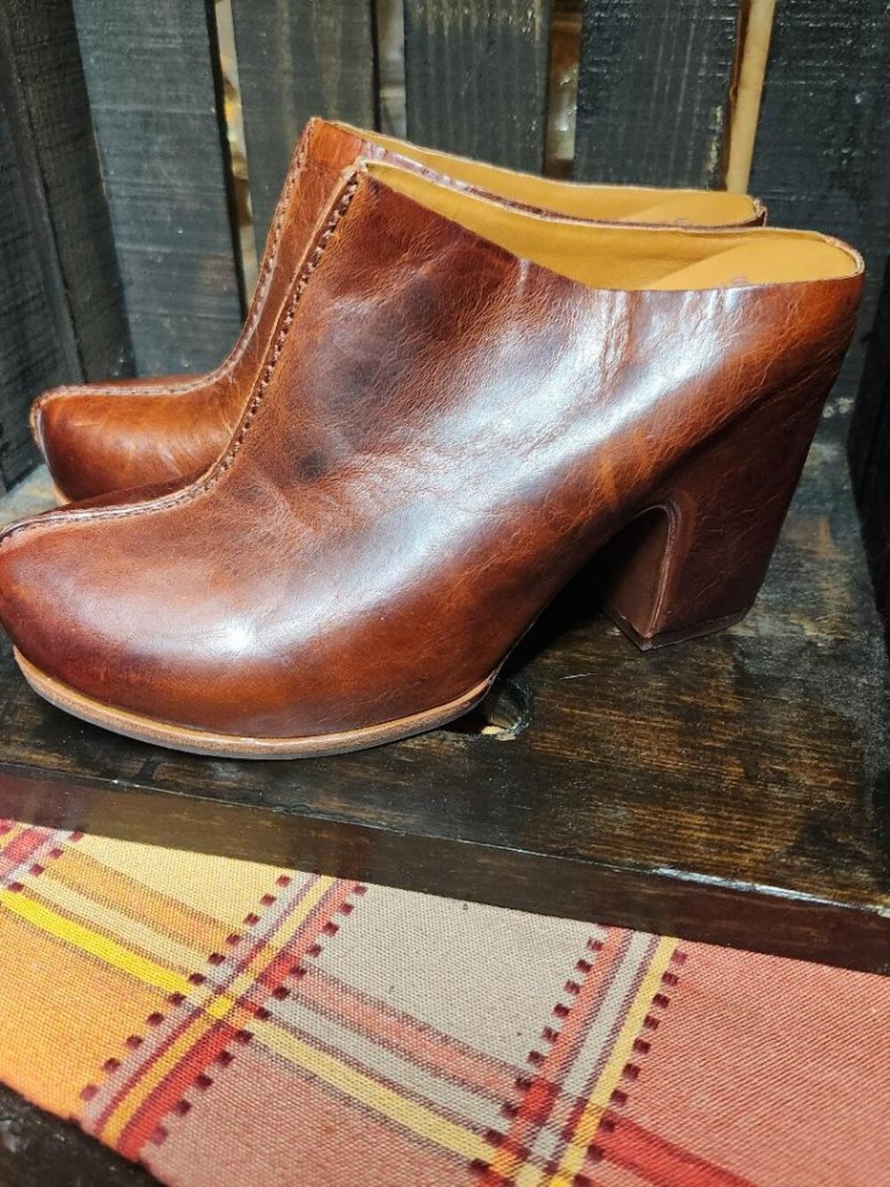 Kork-Ease Womens Sagano Leather Block Heel Clogs in Brown Sz 6 MSRP $200